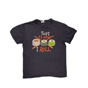 This Is How I Roll Sushi Short Sleeve T-Shirt Black, Youth Large